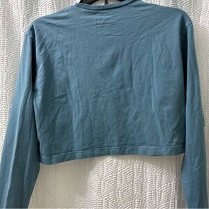 Stylish Teal Long Sleeve Crop Top